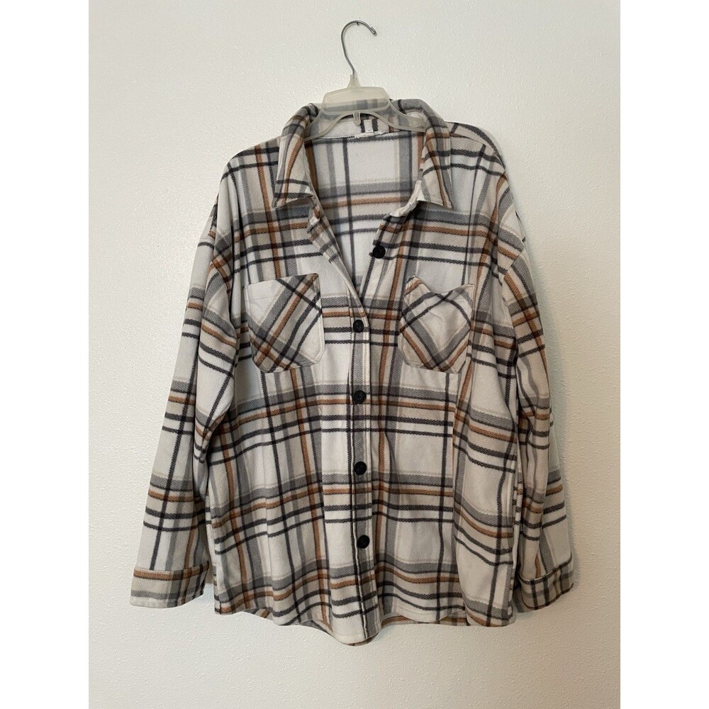 Maurices Womens Plaid Button Up Shirt Black/Multi Size XXL